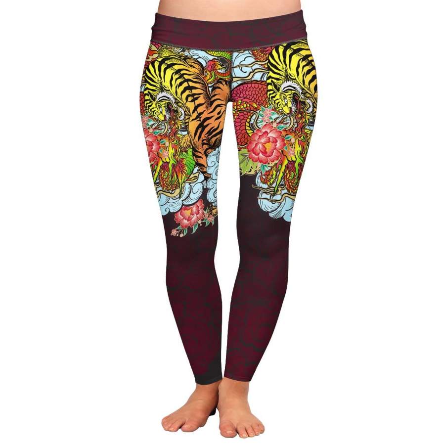 Dragon Tiger Red Yoga Leggings