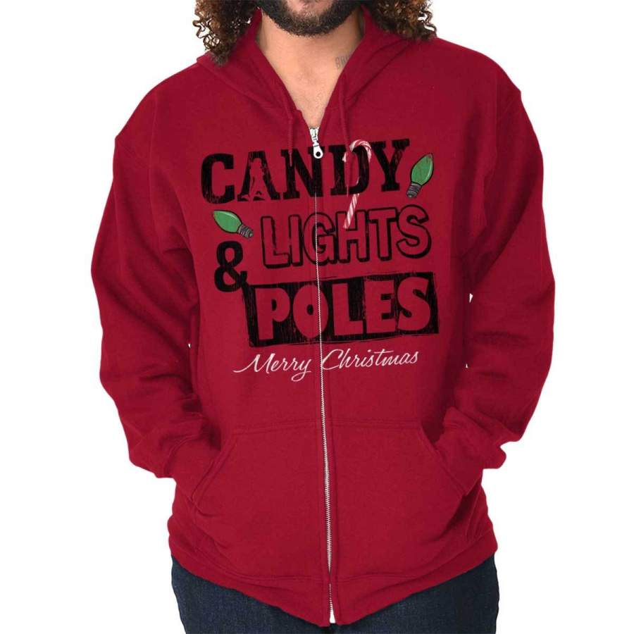 Candy Lights & Poles Zipper Hoodie