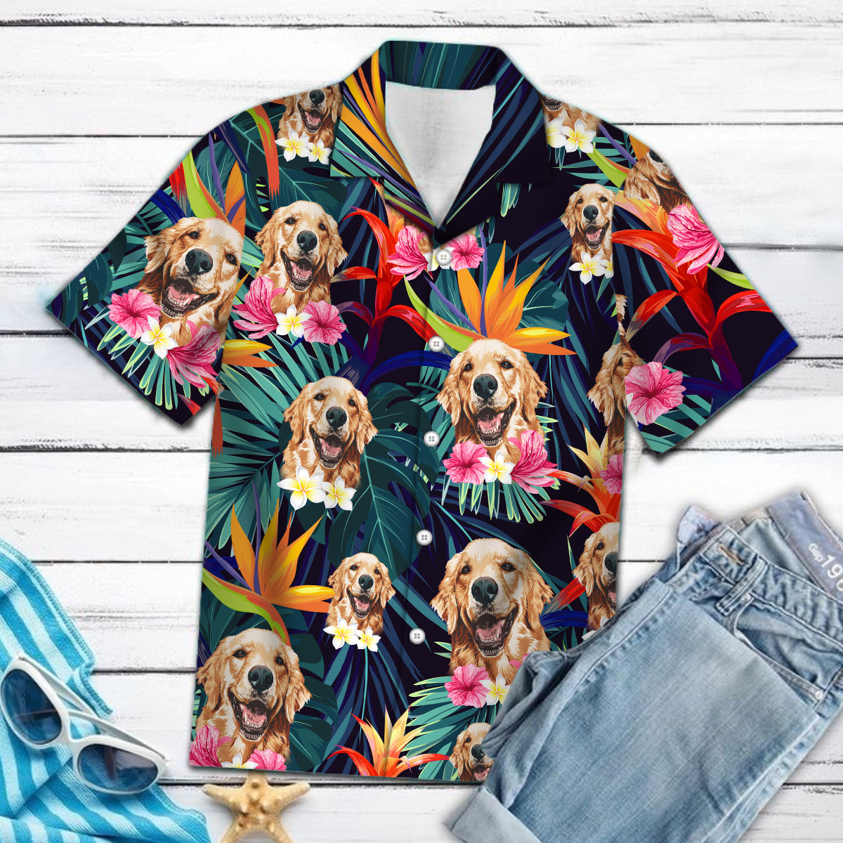 Personalized Tropical Pattern Print All Over Hawaii Shirts For Dog Lover Ha43081