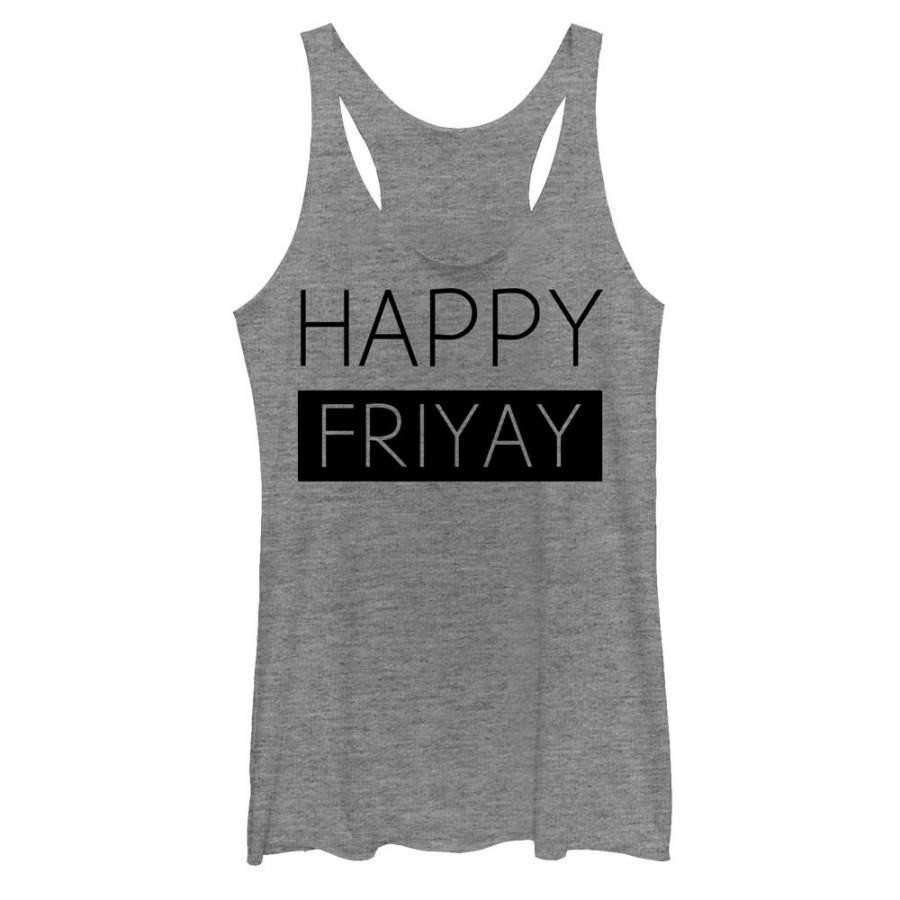 CHIN UP Women’s Happy Friyay  Racerback Tank Gray Heather