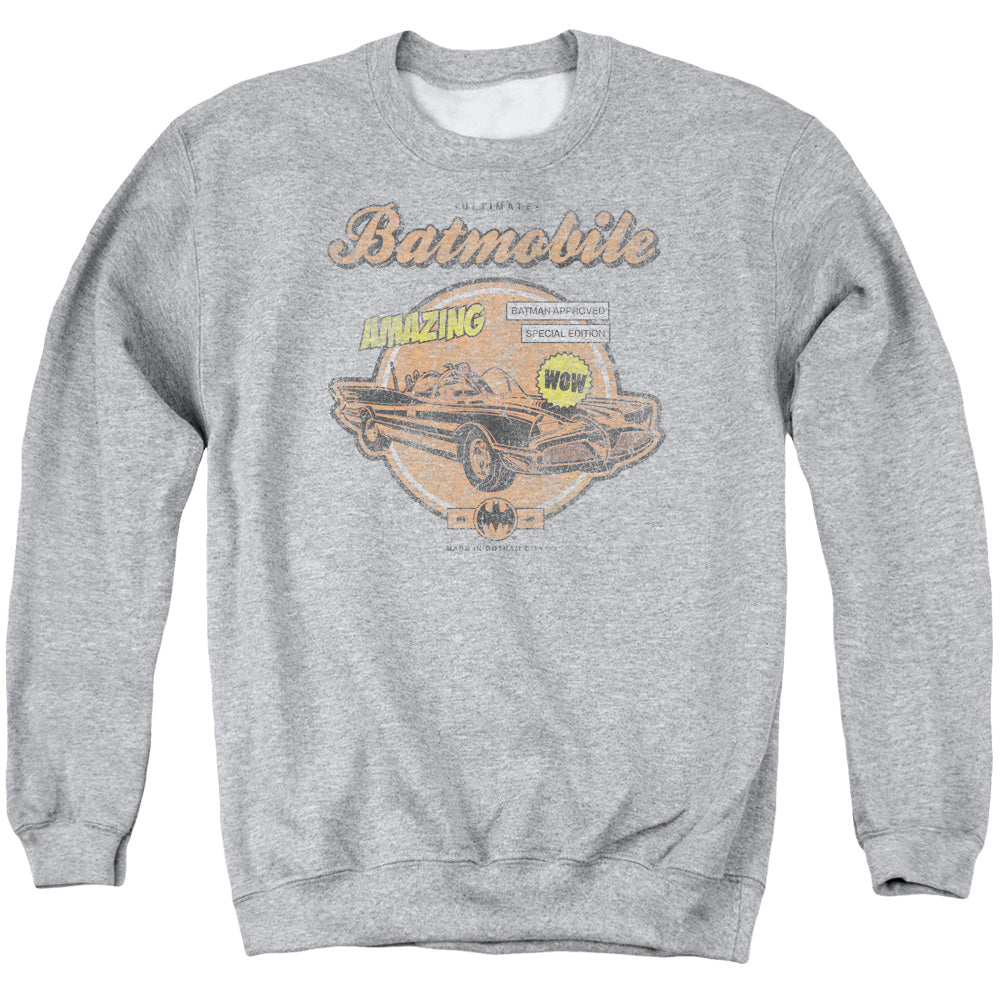 Batman Amazing Batmobile Mens Crewneck Sweatshirt Athletic Heather