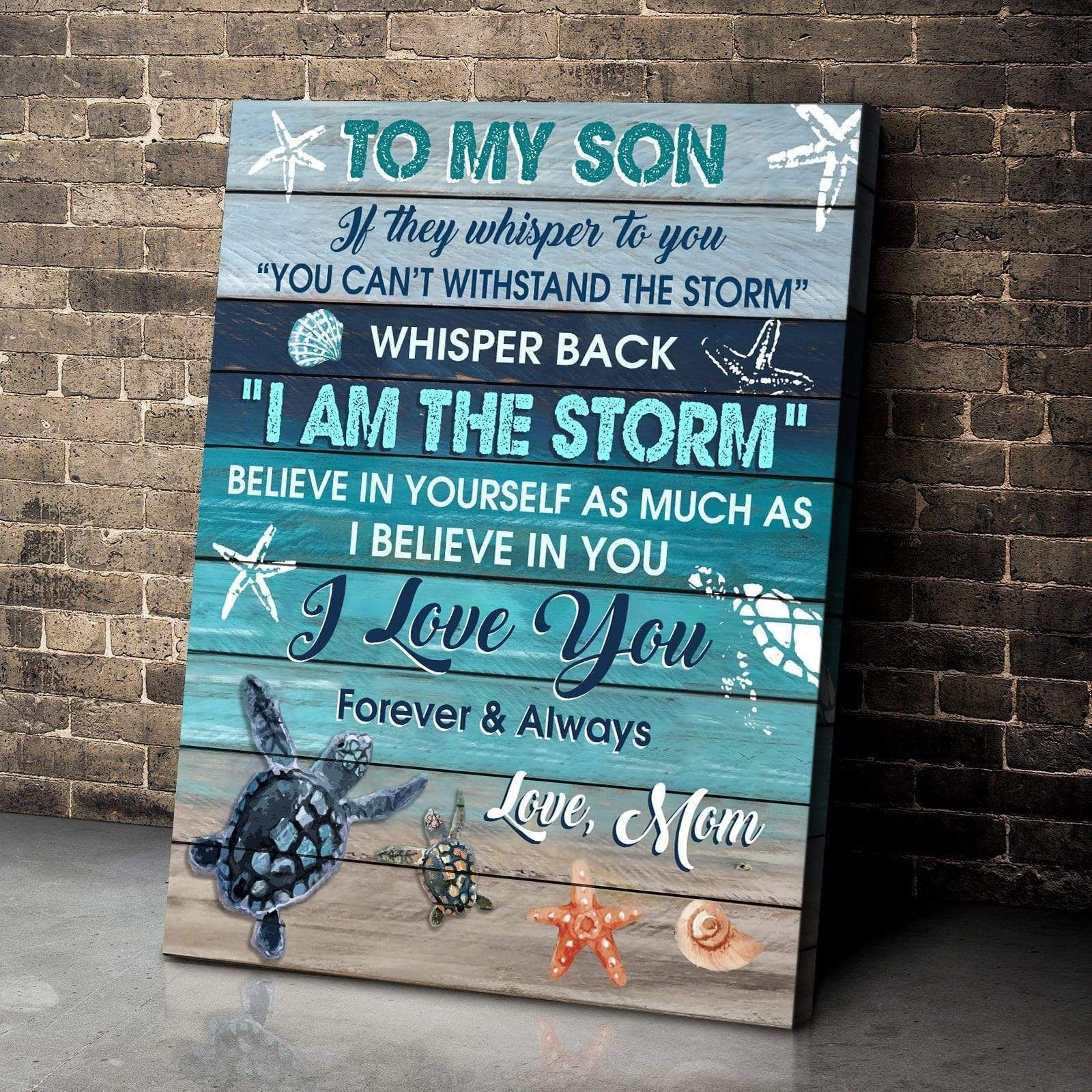 Canvas – Turtle – To My Son – I Love You Gift For Family, Wall Art Decor, Canvas Print, Home Decor