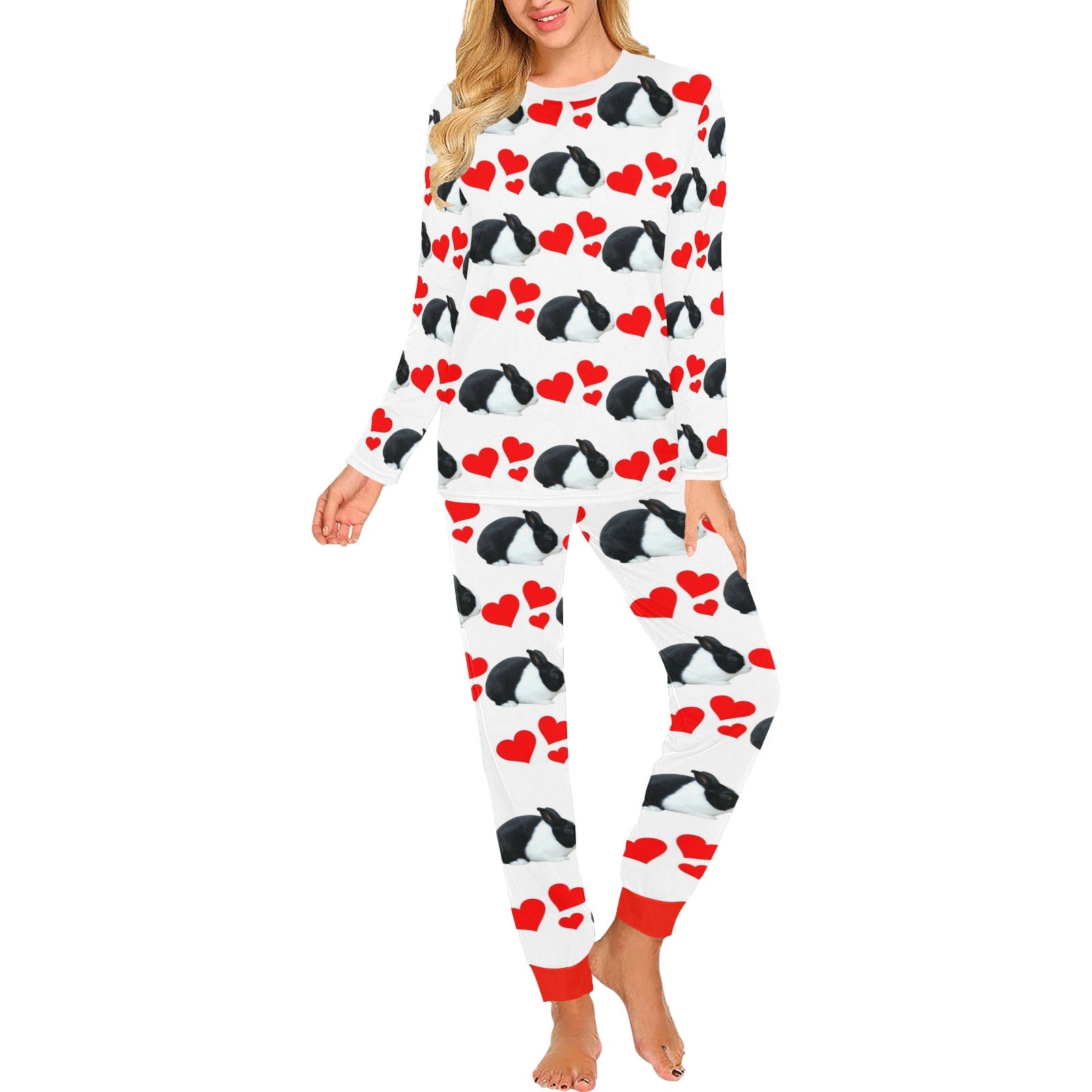 Dutch Rabbit Hearts Long Tee Pajama Set