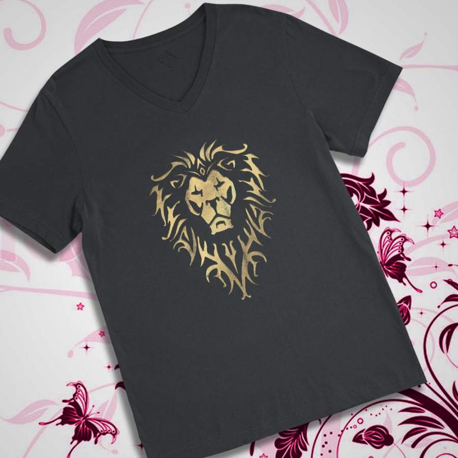 Warcraft Movie T Shirt Lion Wow Alliance Men’S V Neck