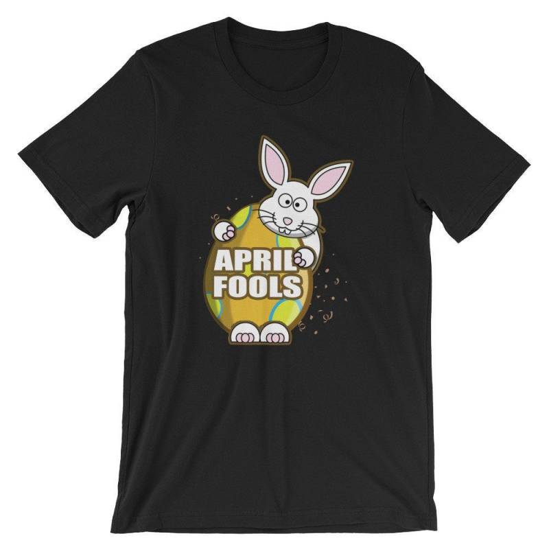 Crushtee April Fools Easter Bunny Holding Yellow Egg Cool Unisex Shirt | Easter 2018 Holiday Party Celebration T Shirt | Best Gift Short Sleeve Tee Long Sleeve Hoodie