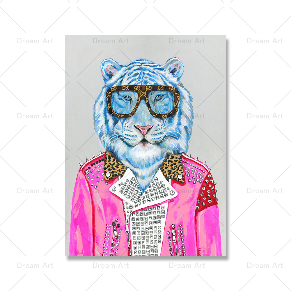 Fashion Animals in a Suit Art Canvas Paintings Vintage Posters and Prints Lion Tiger Giraffe on the Wall Art Picture Home Decor alx