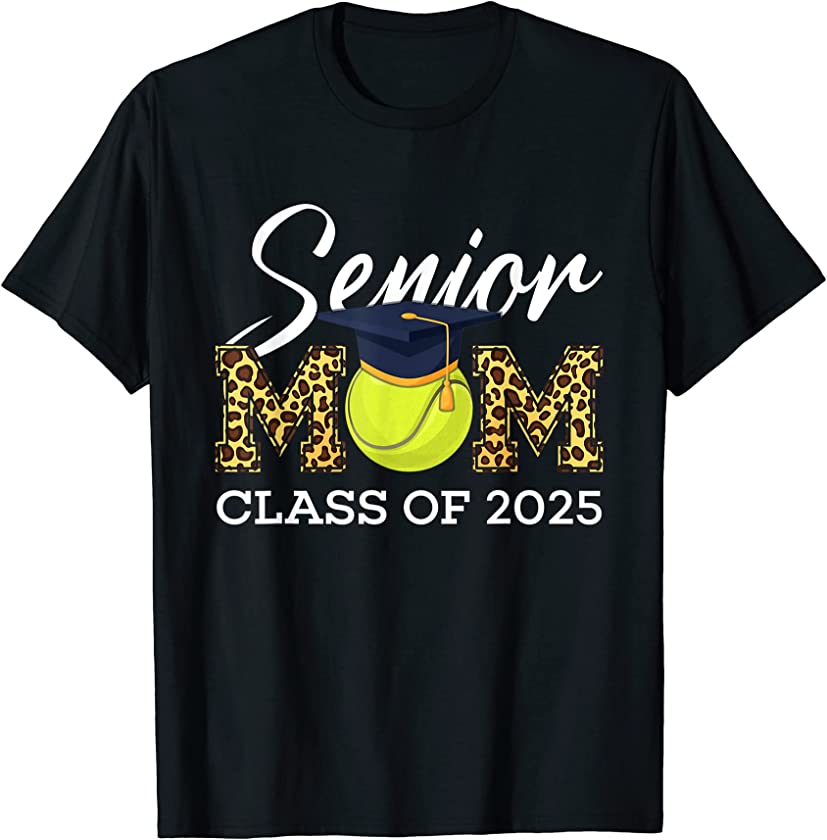 Senior Tennis Mom Class Of 2025 Leopard Graduation Boys T-Shirt