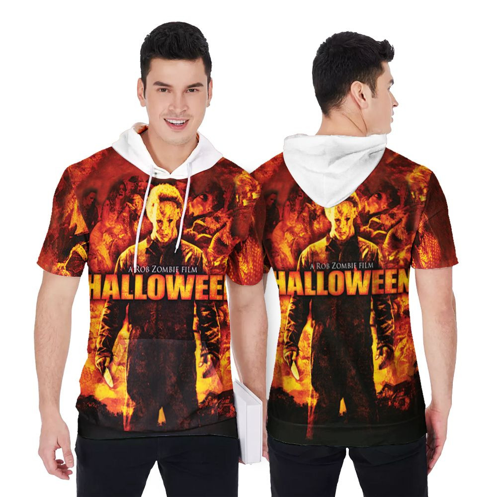 A Rob Zombie Halloween Michael Myers Killers Gift For Michael Myers Lovers Zombie Halloween Fans Short Sleeve Hoodie