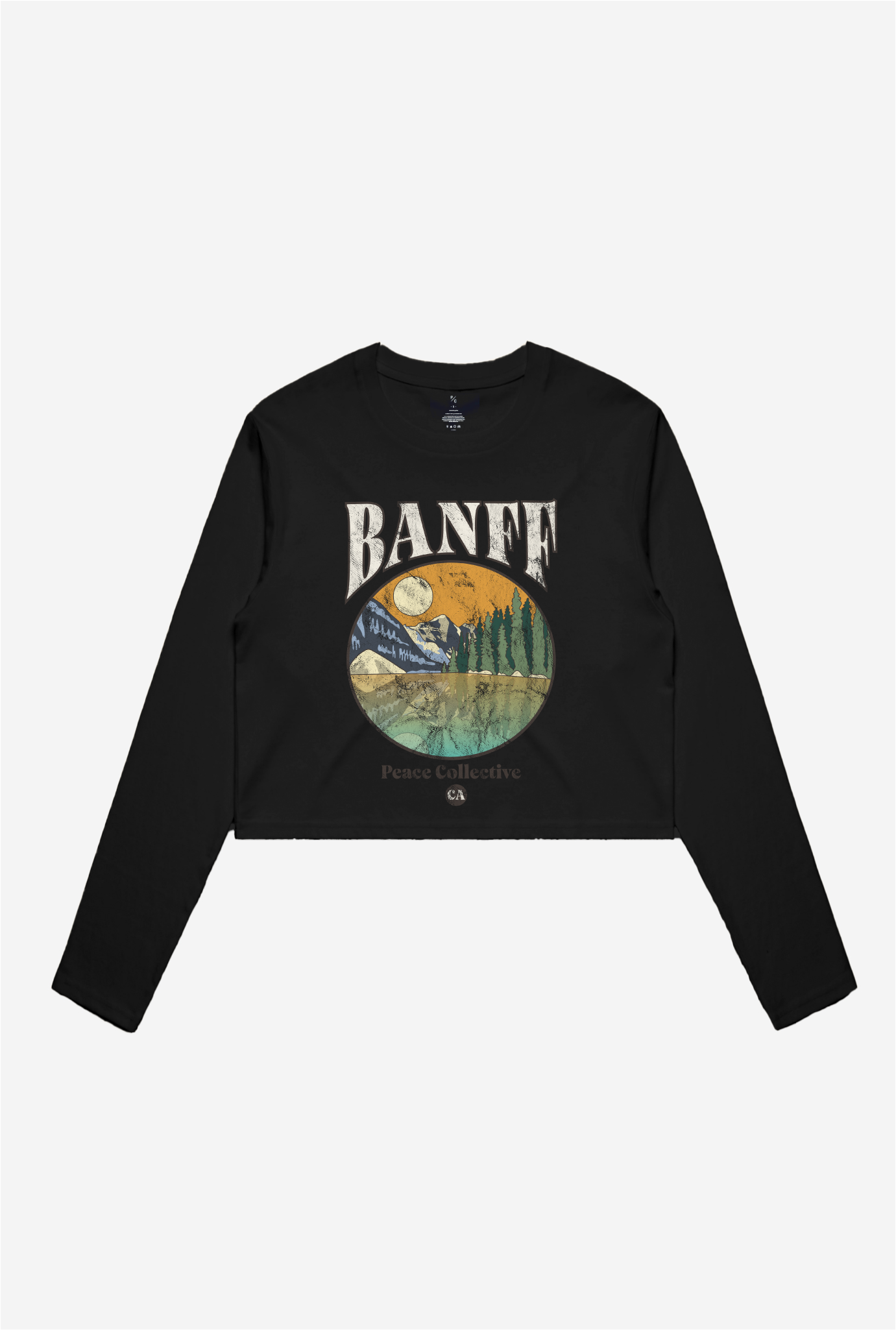 Banff Post Card Cropped Long Sleeve Shirt – Black