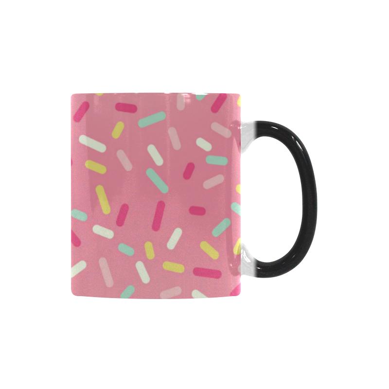 Pink donut glaze candy pattern Morphing Mug Heat Changing Mug