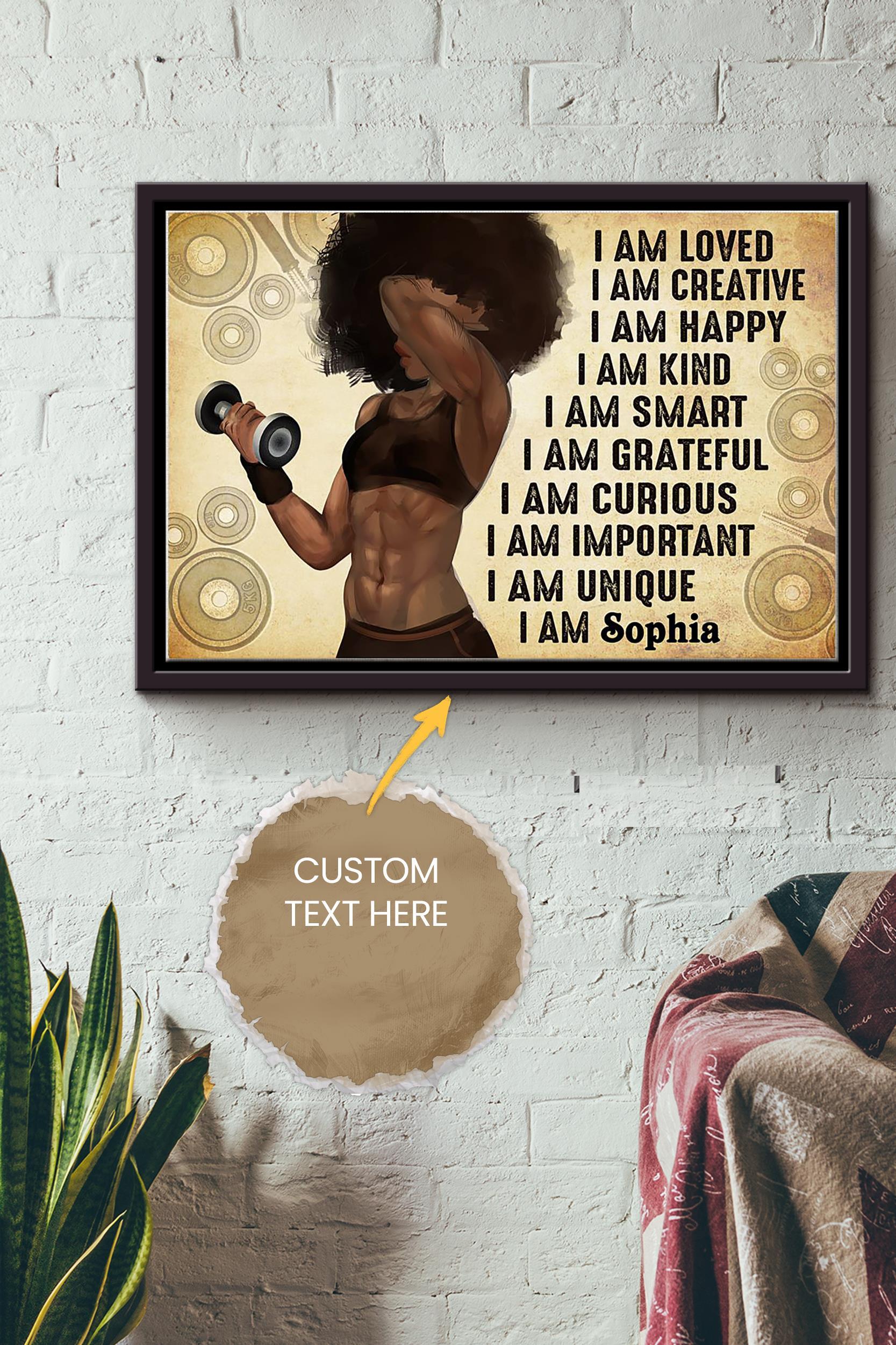 Fitness Quotes Personalized Poster – Women Wall Art – Gift For African Woman Home Decor Gymer Framed Matte Canvas