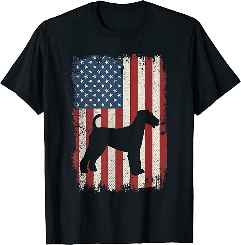 Airedale Terrier American Flag USA Dog Lovers Puppy US T-Shirt