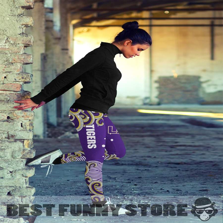 Colorful Summer With Wave LSU Tigers Leggings