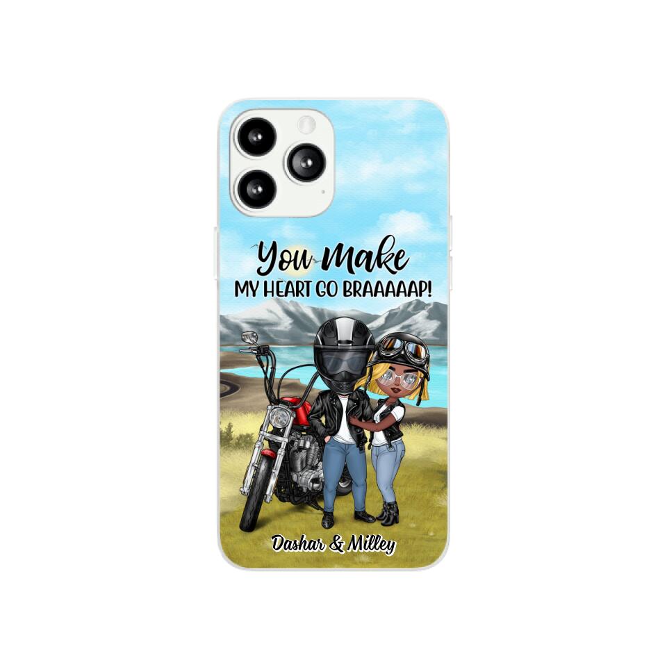 Motorcycle Couple Hugging, Riding Partners – Personalized Phone Case For Motorcycle Lovers, Bikers