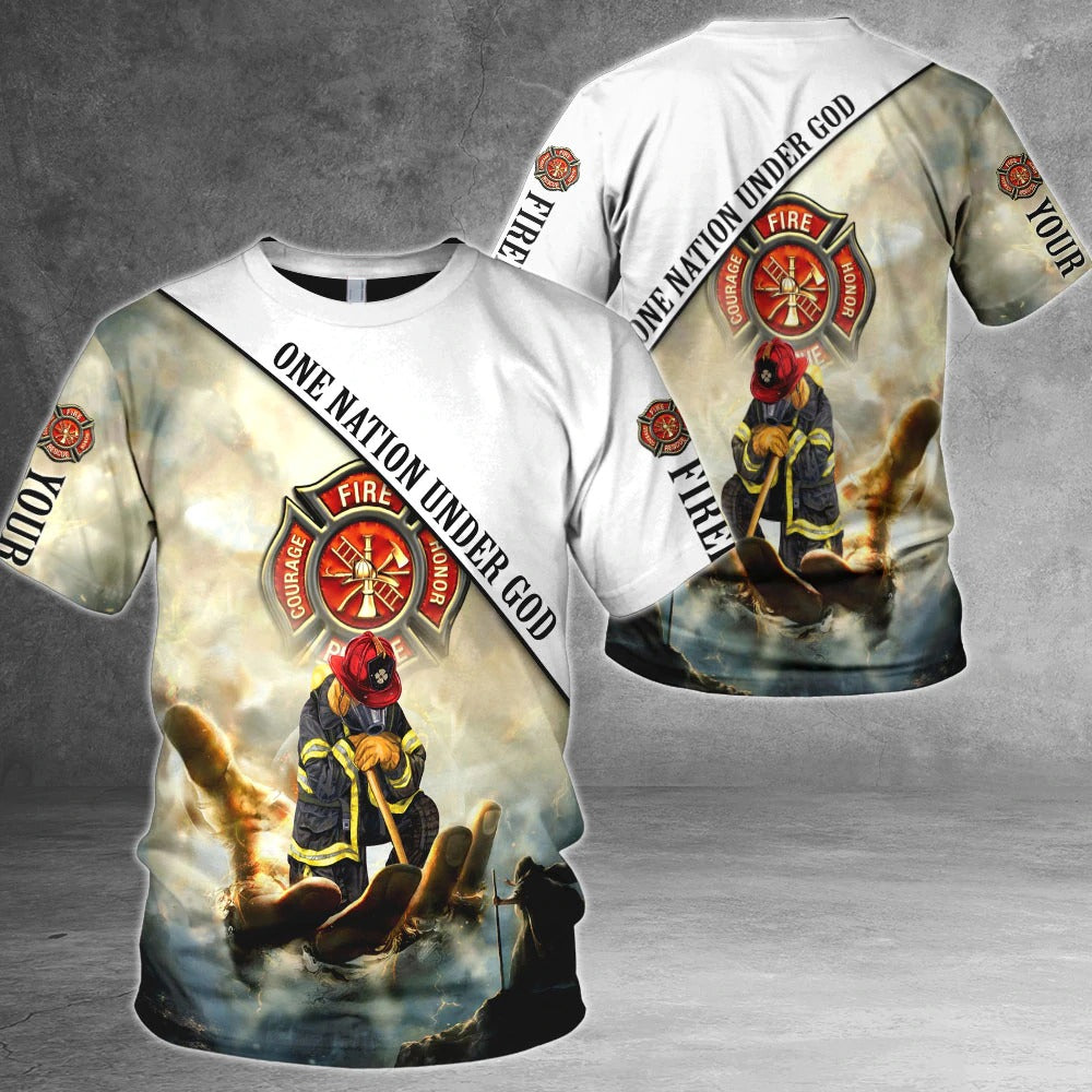 One Nation Under God, Firefighter All Over Print 3D Shirt, Firefighter Man 3D Hoodie Shirts