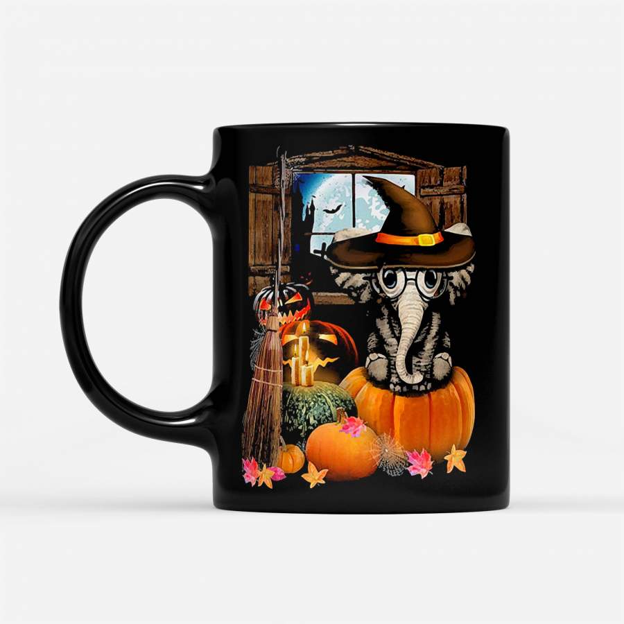 Elephant Witch Pumpkin Halloween – Black Mug