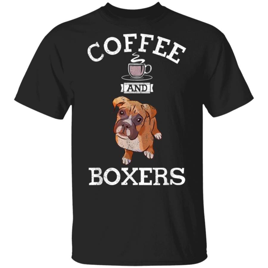 Vintage Coffee And Boxers Funny Boxer Dog Lover Gift Cute Tshirt