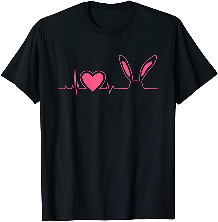 Cute Heart Bunny Ears Rabbit Apparel Easter Day Egg Hunting T-Shirt