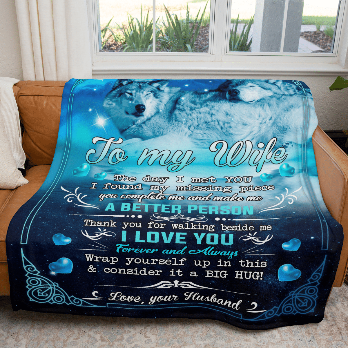 To My Wife Wolf The Day I Met You Fleece Blanket Gift For Family, Birthday, Wolf Lovers, Wife, Husband To Wife Gift Home Decor Bedding Couch Sofa Soft And Comfv