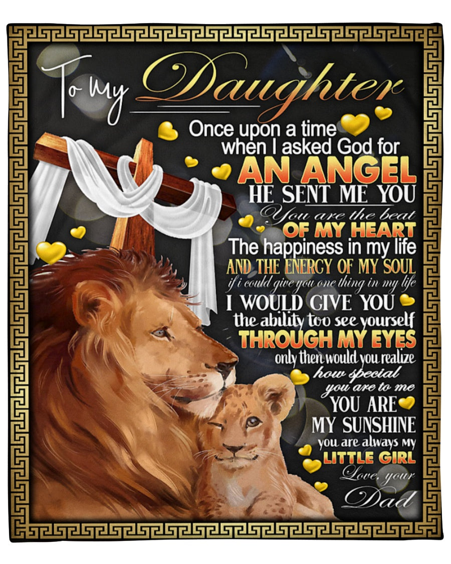 To My Daughter You Are My Sunshine, Lion Dad And Daughter Fleece Blanket Gift For Daughter For Family Home Decor Bedding Couch Sofa Soft And Comfy Cozy