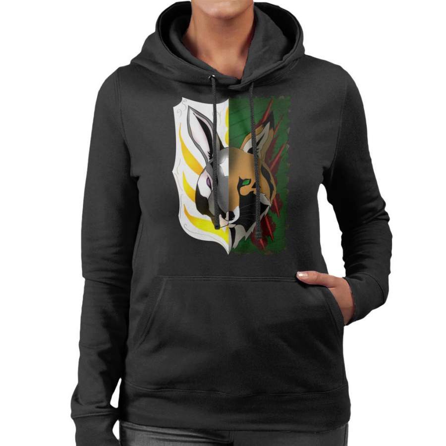 2 Face Rabbit Fox Women’s Hooded Sweatshirt