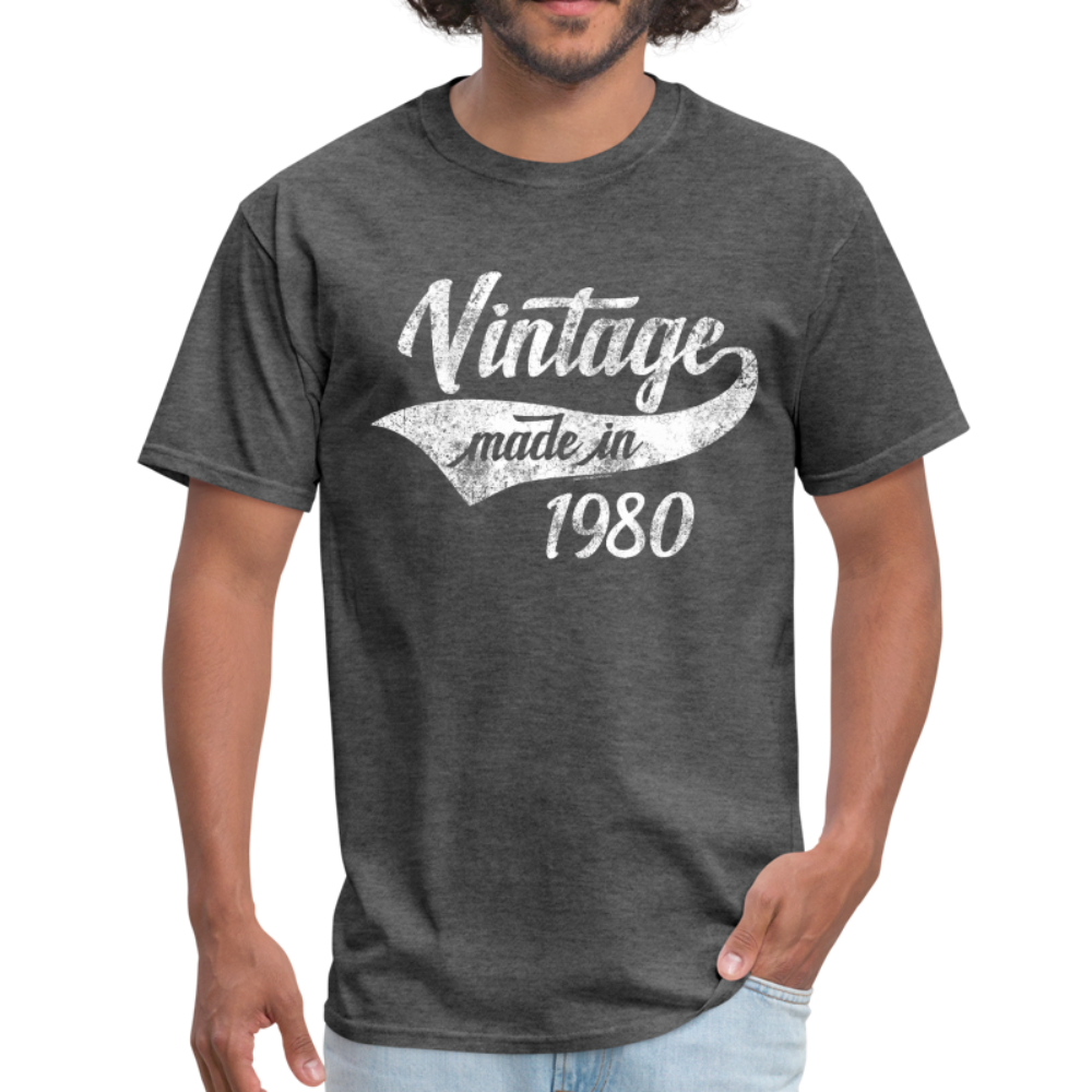 Vintage 1980 40Th Birthday Gift Unisex Mens Regular Fit Short Sleeve Heather Gray Graphic T-Shirt