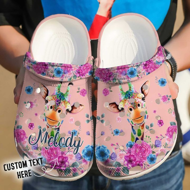 Giraffe Personalized Floral Clog Shoes