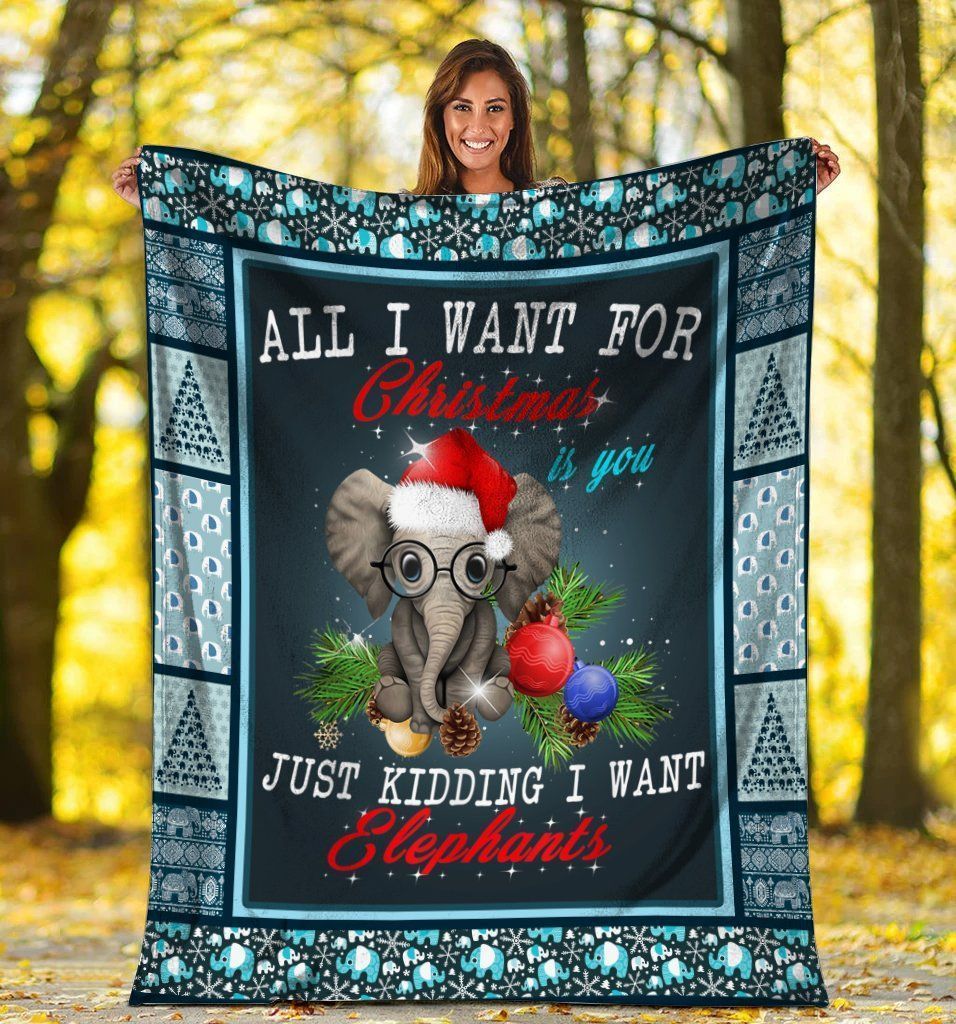 Elephant Xmas Sherpa Fleece Blanket TO