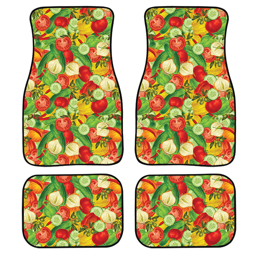 Vegan Pattern Print Front And Back Car Floor Mats, Front Car Mat