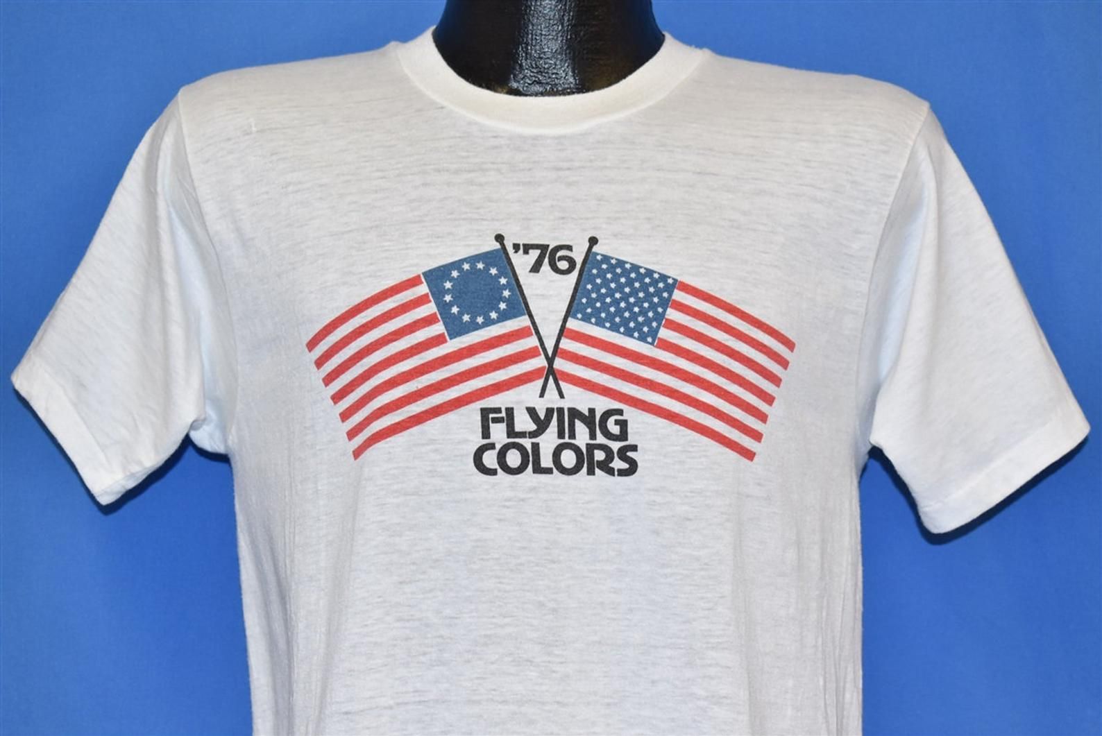 70S Flying Colors ’76 Usa B Ross Flag Bicentennial T-Shirt