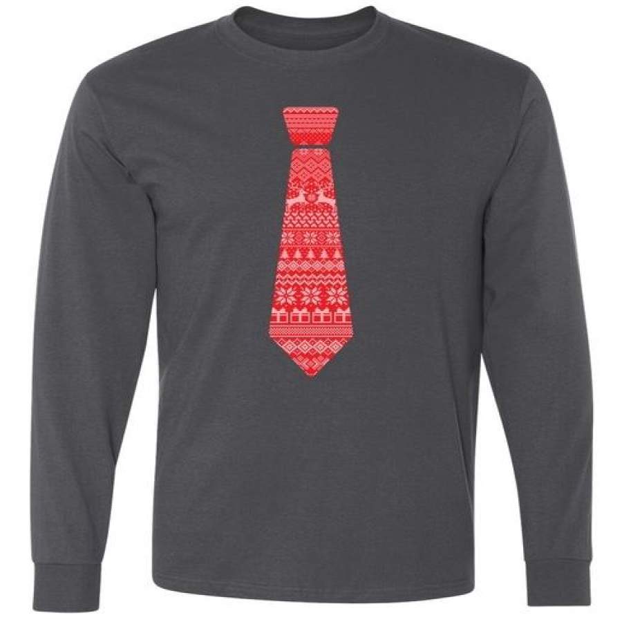 Ugly Christmas Sweater Tie Long Sleeve Shirt