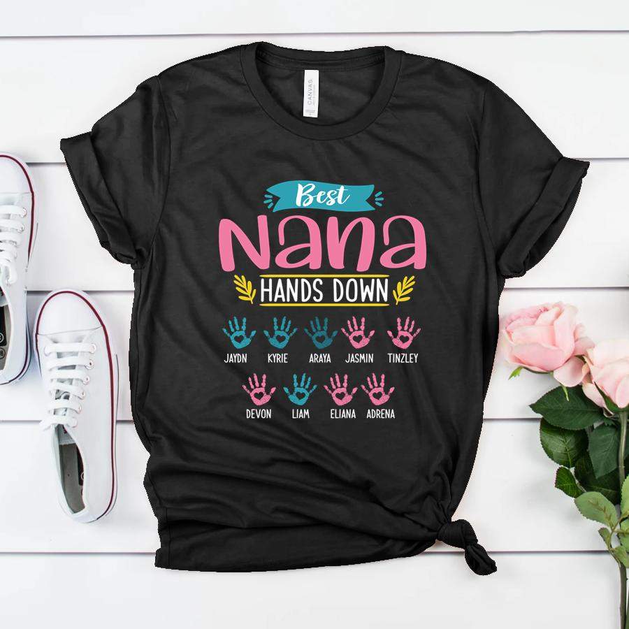 Personalized Best Nana Hands Down Shirt  Classic Canvas