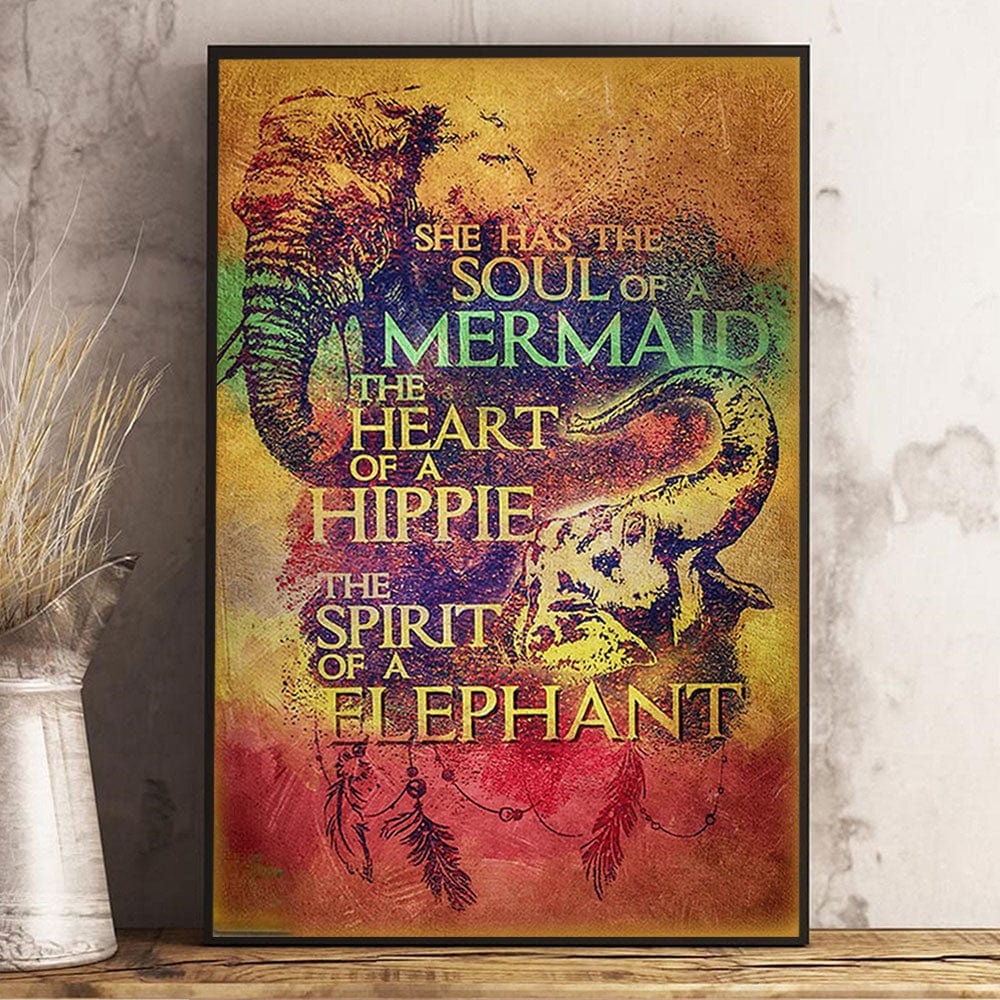 Heart Of Hippie Spirit Of A Elephant Hippie Poster, Canvas