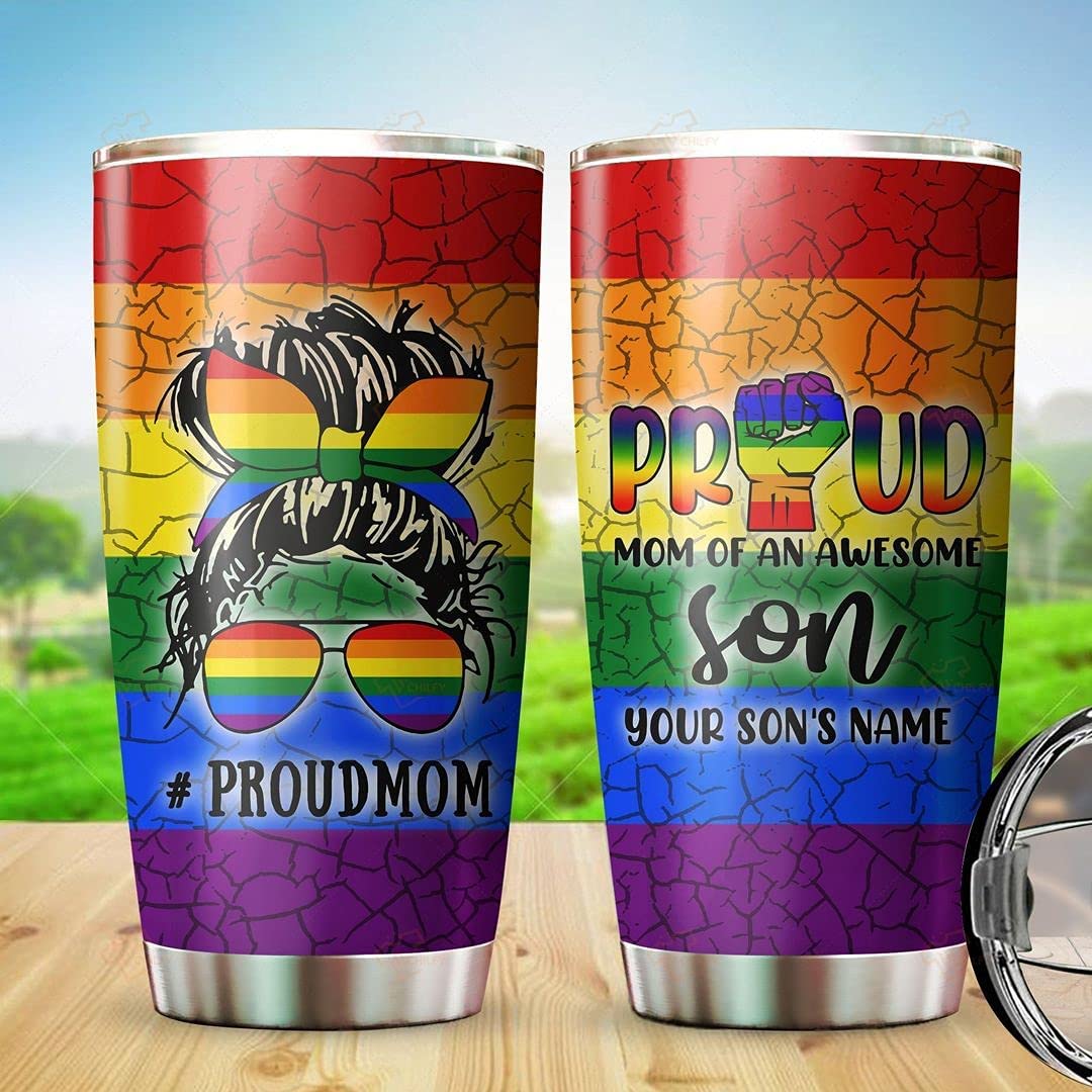 Personalized Lgbt Tumbler, Pround Mom Of An Awesome Son, Custom Name Tumbler, Gifts For Lgbt Community, Gifts For Gay Gift, Gay Tumbler, Pride Tumbler, Pride Gifts