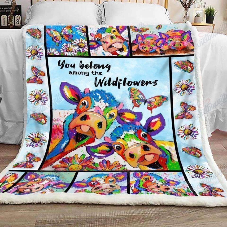 Cow Wildflowers Gs-Cl-Dt1610 Fleece Blanket