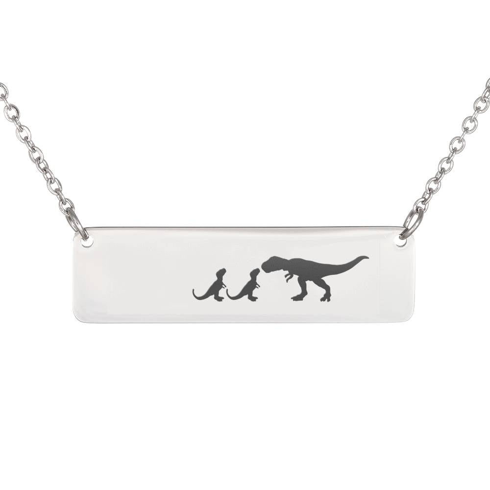 Personalized Mama T-Rex + 2 Baby T-Rexes – Necklace