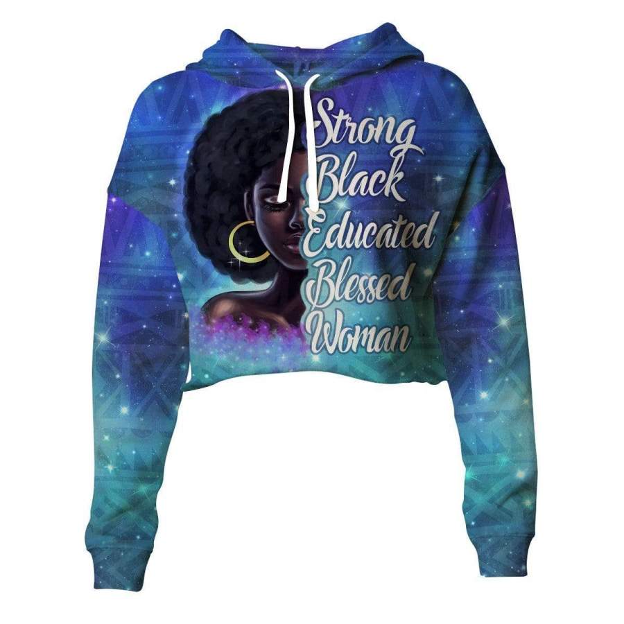 Strong Black Educated Blessed Cropped Hoodie