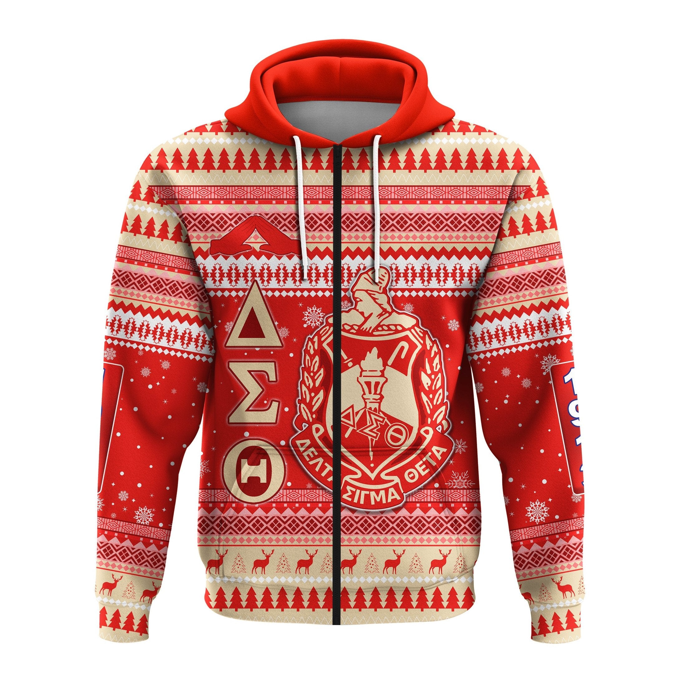 Sorority Hoodie – Delta Sigma Theta Christmas Zip Hoodie African Pattern