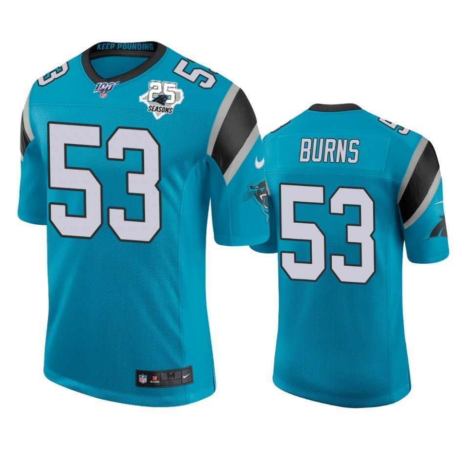 Carolina Panthers Brian Burns Blue 25Th Season Classic Limited 3D Jersey