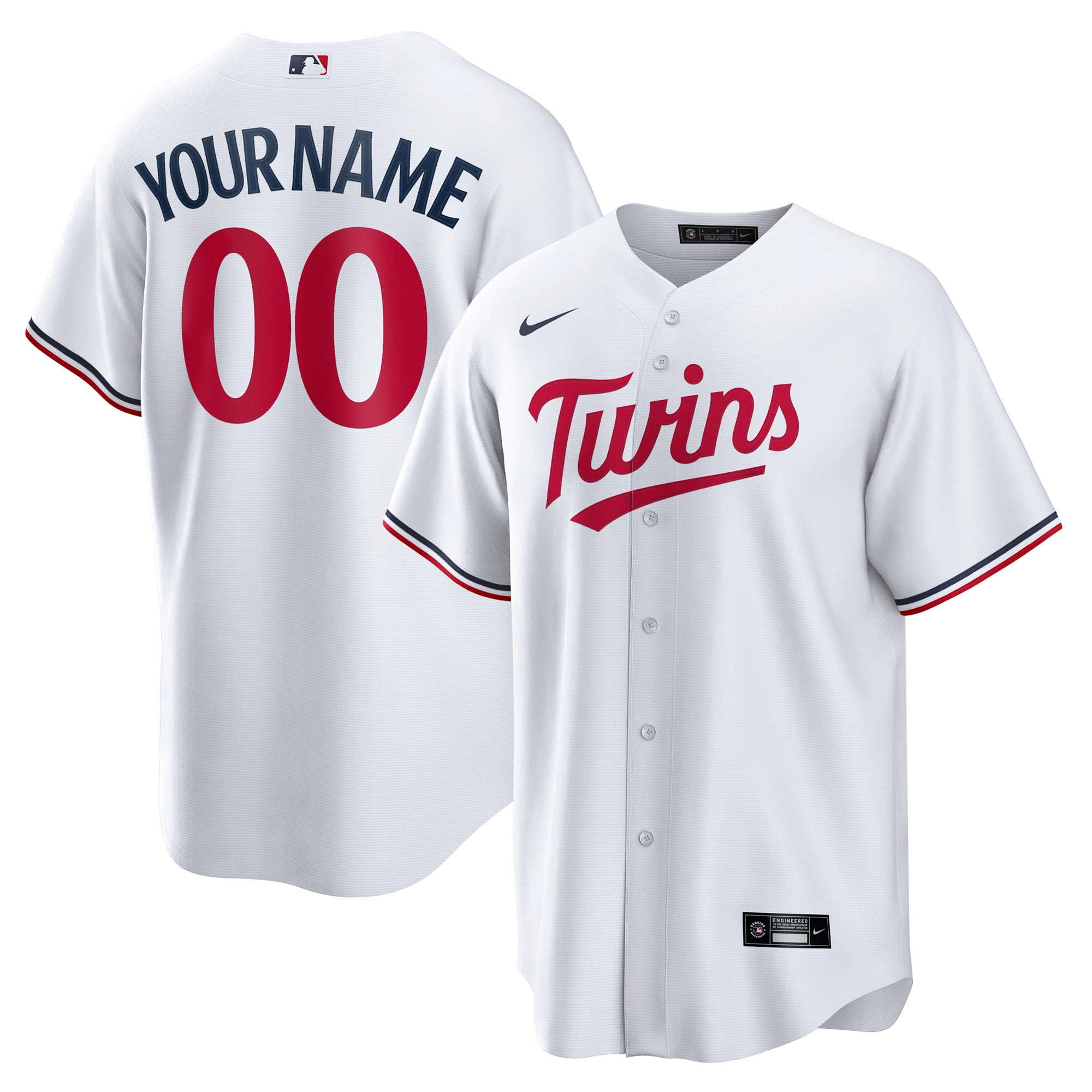 Men’s Minnesota Twins White Home Custom Jersey