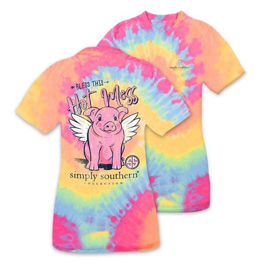 Simply Southern Preppy Bless This Hot Mess Pig Tie Dye T-Shirt