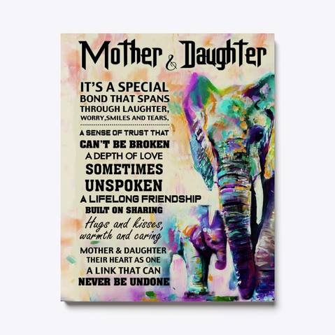 Mother & Daughter It’S A Special Bond Watercolor Elephant Poster Canvas, Mother S Day Greetings, Mother S Day Gift From Daughter To Mom, Warm Home Decor Wall Art Visual Art