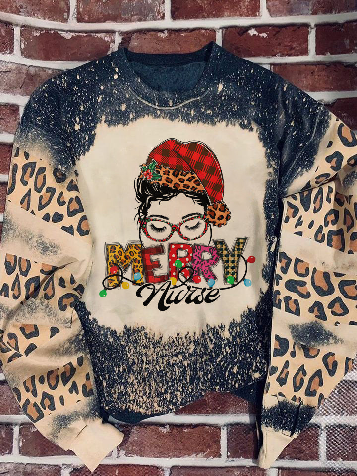 Tmarc Tee Merry Nurse Mas Leopard Bleached Sweater