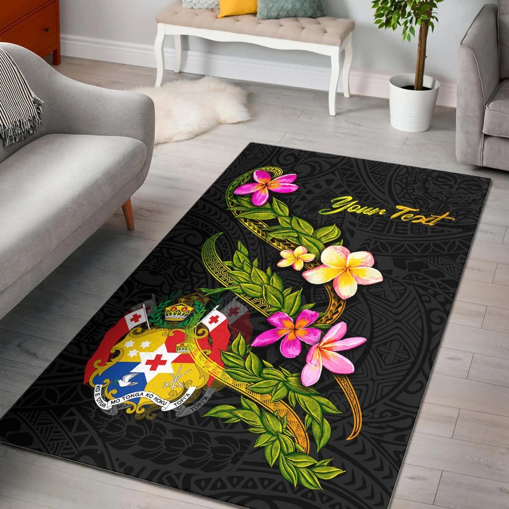 Tonga Polynesian Custom Personalised Area Rug – Plumeria Tribal – BN12