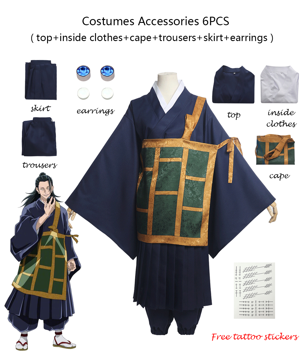 Anime Jujutsu Kaisen Cosplay Costumes Geto Suguru Cosplay School Uniforms Men Women Blue Japanese Kimono Halloween Carnival Suit alx