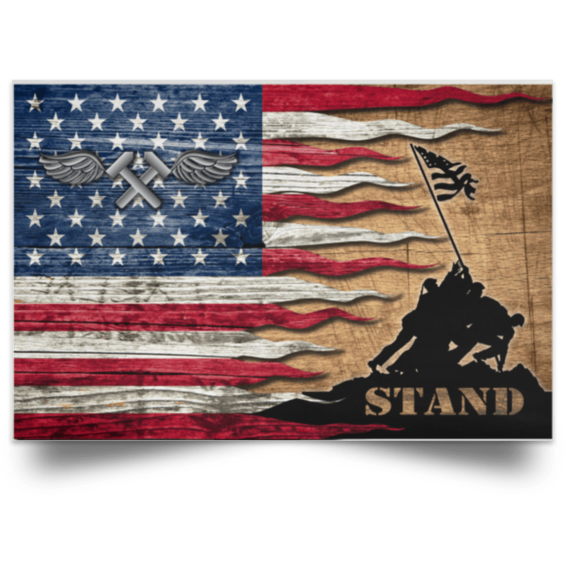 US Coast Guard Aviation Metalsmith AM Logo Stand For The Flag Satin Landscape Poster