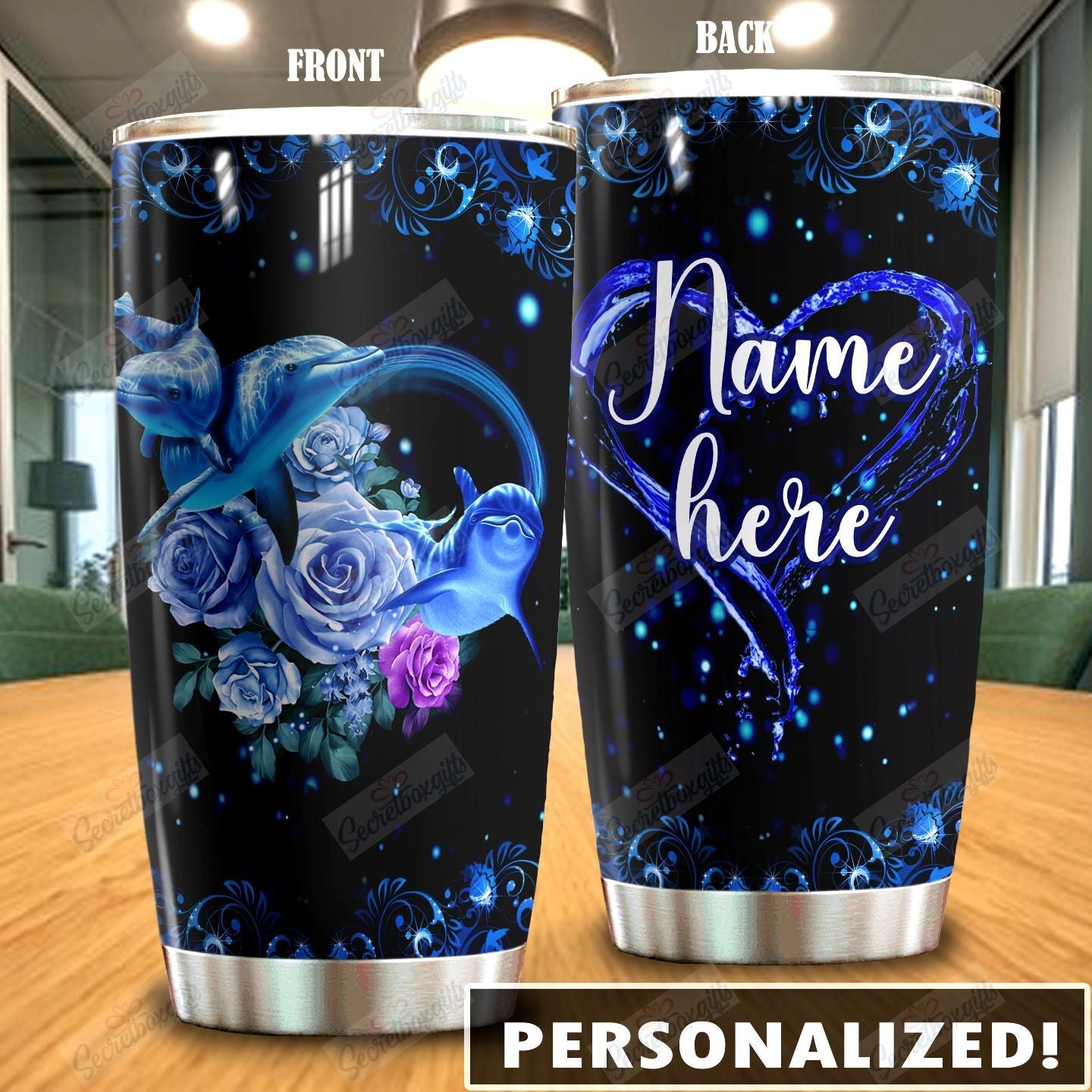 Dolphin Personalized Dth2610103Hd Stainless Steel Tumbler Travel Customize Name, Text, Number, Image