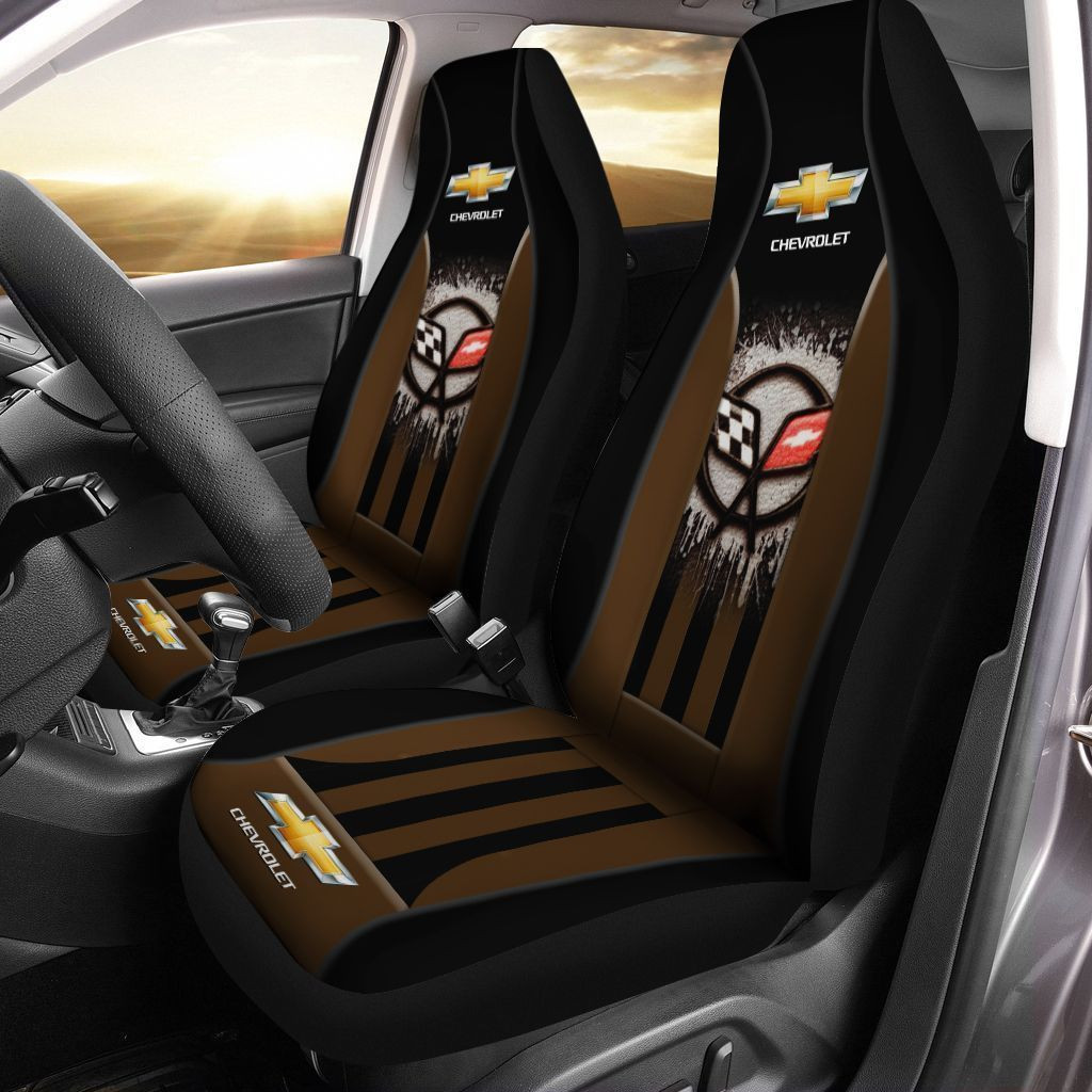 Chevrolet Corvette Car Seat Cover (Set Of 2) Ver 7 (Brown)