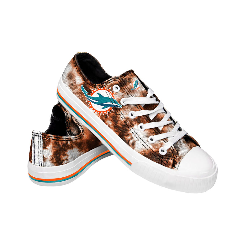 Miami Dolphins NFL Womens Low Top Tie-Dye Canvas Shoes