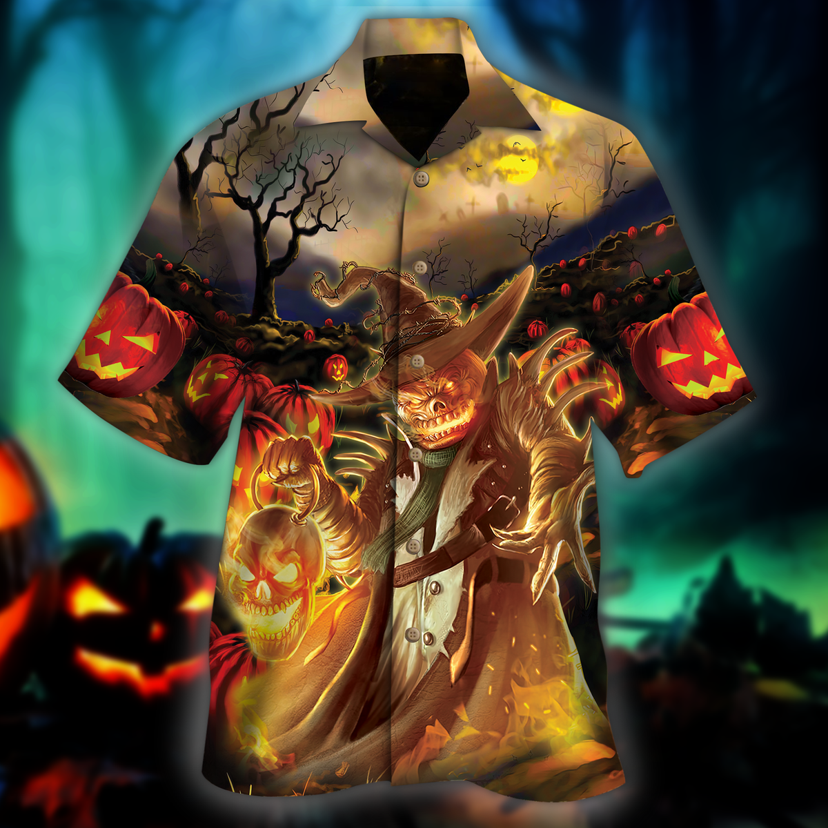 Skull Pumpkin Halloween Hawaii Shirt For Men Women Ha40057